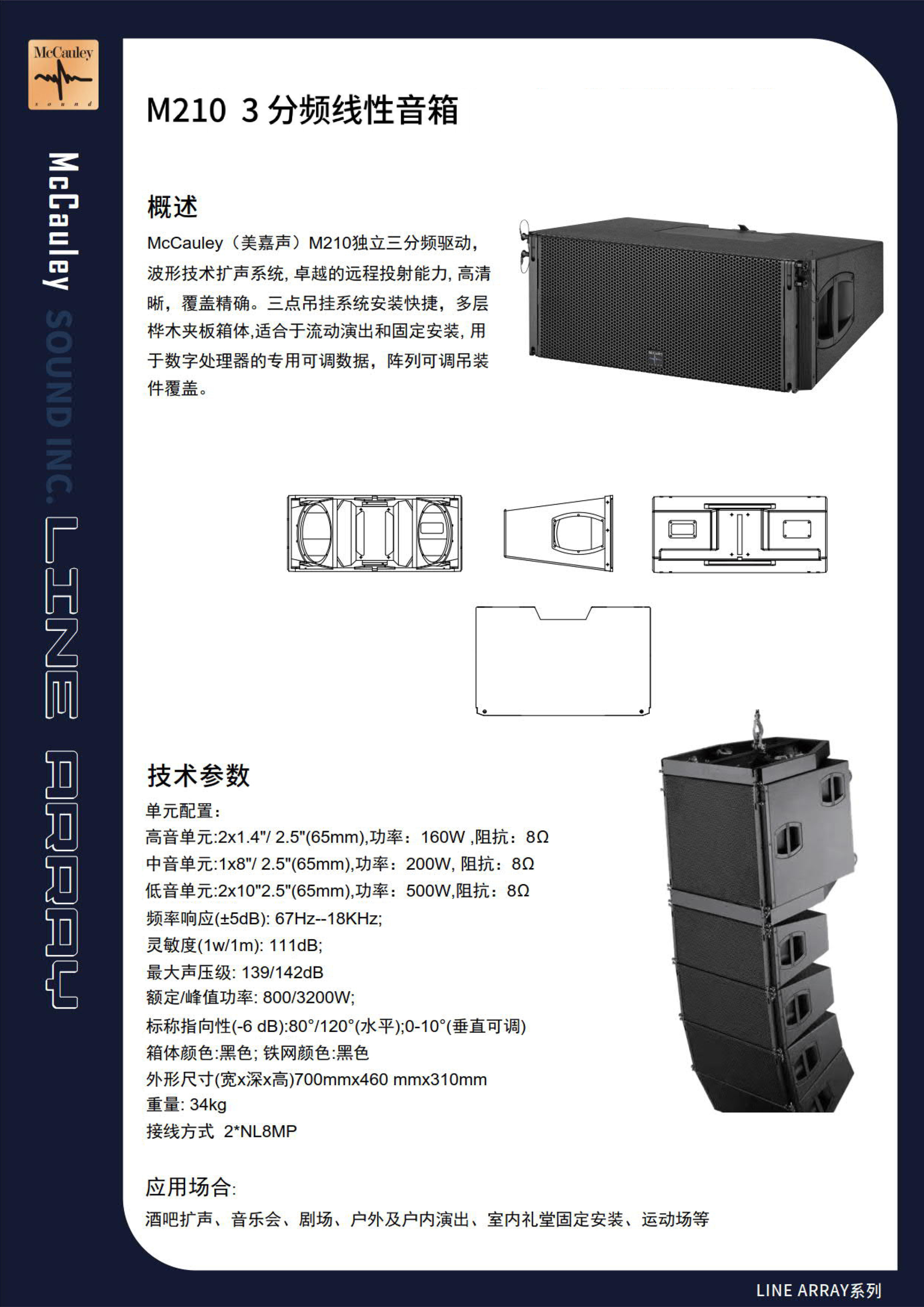 MCCAULEY M210 双10寸3分频线性音箱(图1)